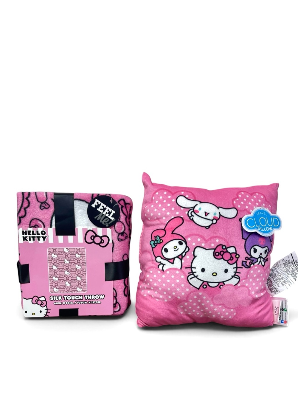 Hello Kitty Pink Cloud Pillow & Matching Pink Silk-Touch Throw